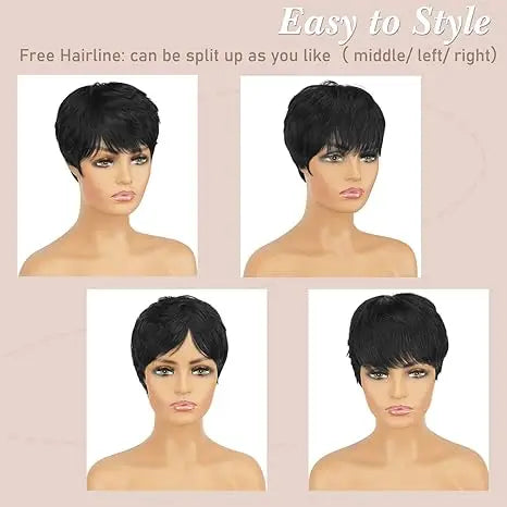 100% Virgin Brazilian Human Hair Wig for Black Women for Cut None Front Glueless 150 Density Transparent HD Comfortable