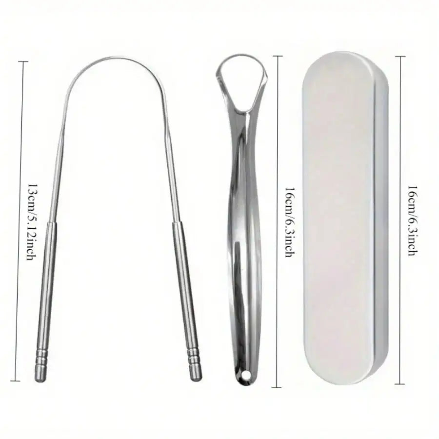 1/2/3/4pc Tongue scraper iron box set,U-Shaped Stainless Steel Tongue Scraper,reduces bad breath, stainless steel tongue cleaner