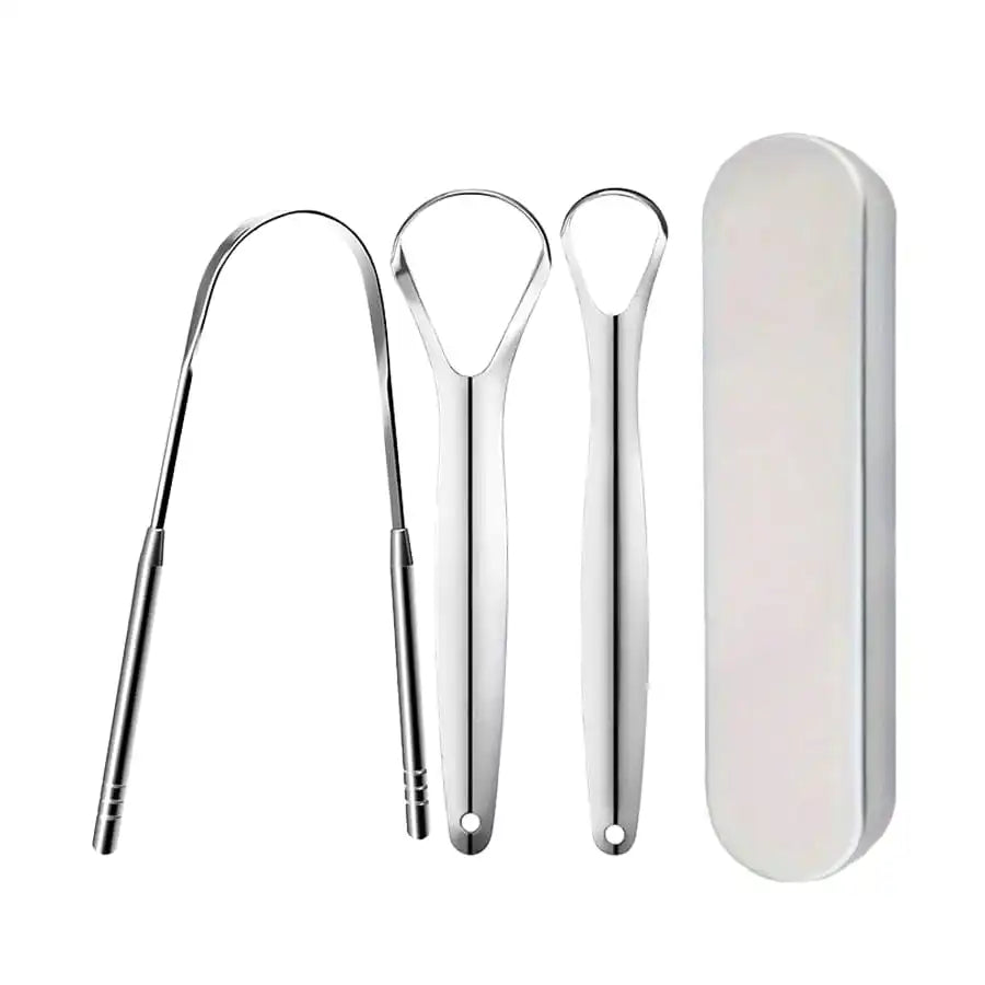 1/2/3/4pc Tongue scraper iron box set,U-Shaped Stainless Steel Tongue Scraper,reduces bad breath, stainless steel tongue cleaner