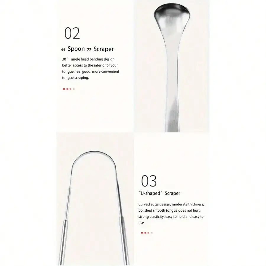 1/2/3/4pc Tongue scraper iron box set,U-Shaped Stainless Steel Tongue Scraper,reduces bad breath, stainless steel tongue cleaner