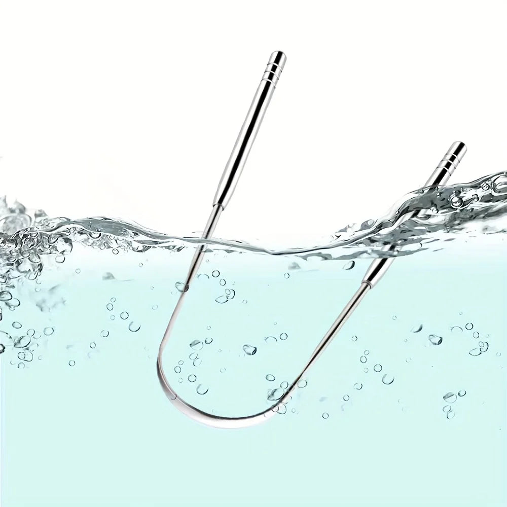 1/2/6pcs Stainless Steel Tongue Cleaning Tongue Scraper Reusable Tongue Coating Cleaning Scraper Silvery U Shaped Tongue