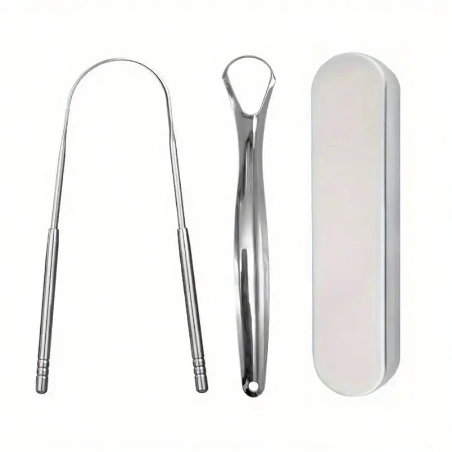 1/2/3/4pc Tongue scraper iron box set,U-Shaped Stainless Steel Tongue Scraper,reduces bad breath, stainless steel tongue cleaner